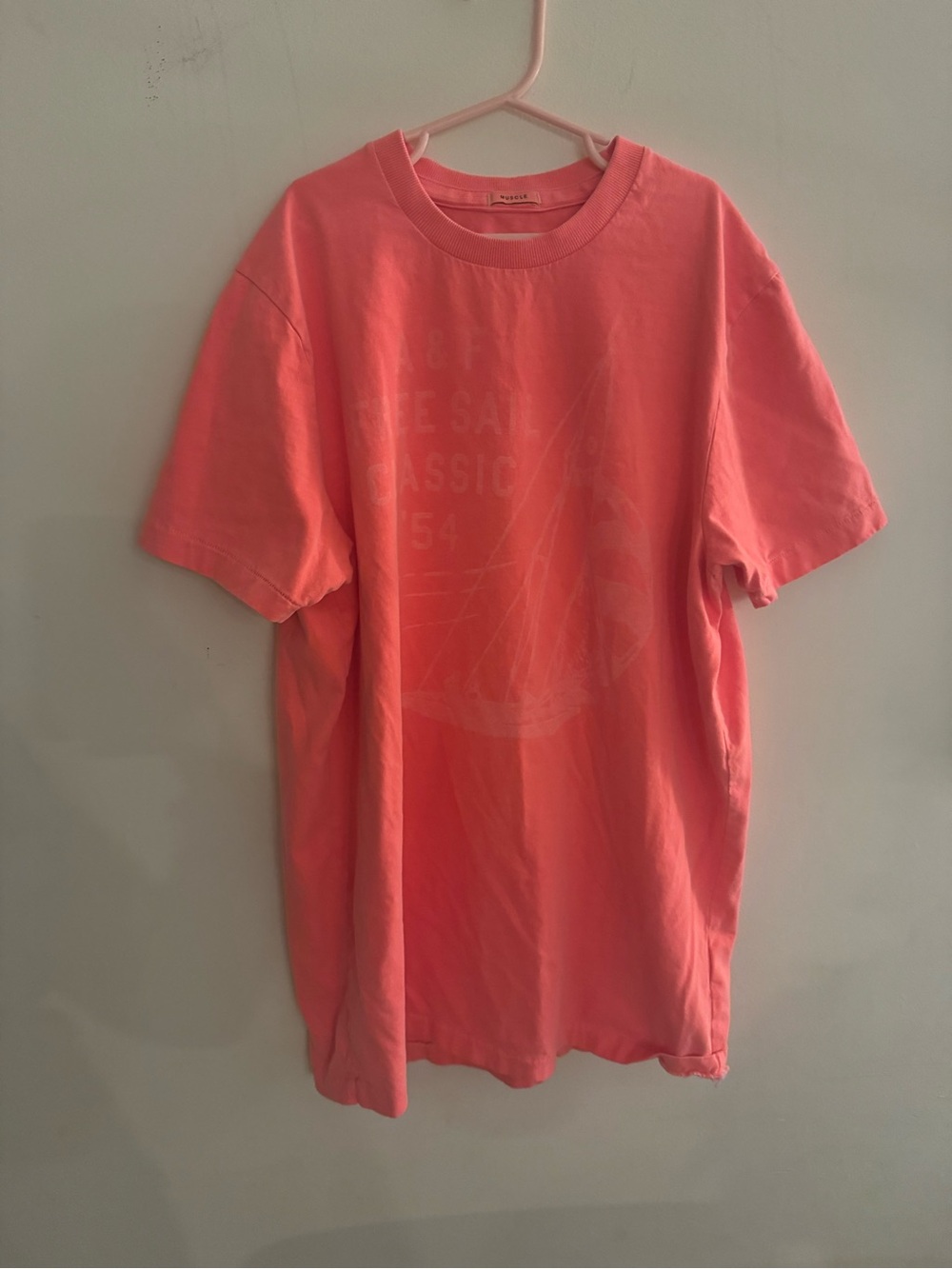 Abercrombie Muscle Tee Men's Coral Sailing Graphic Crewneck T-Shirt, Large